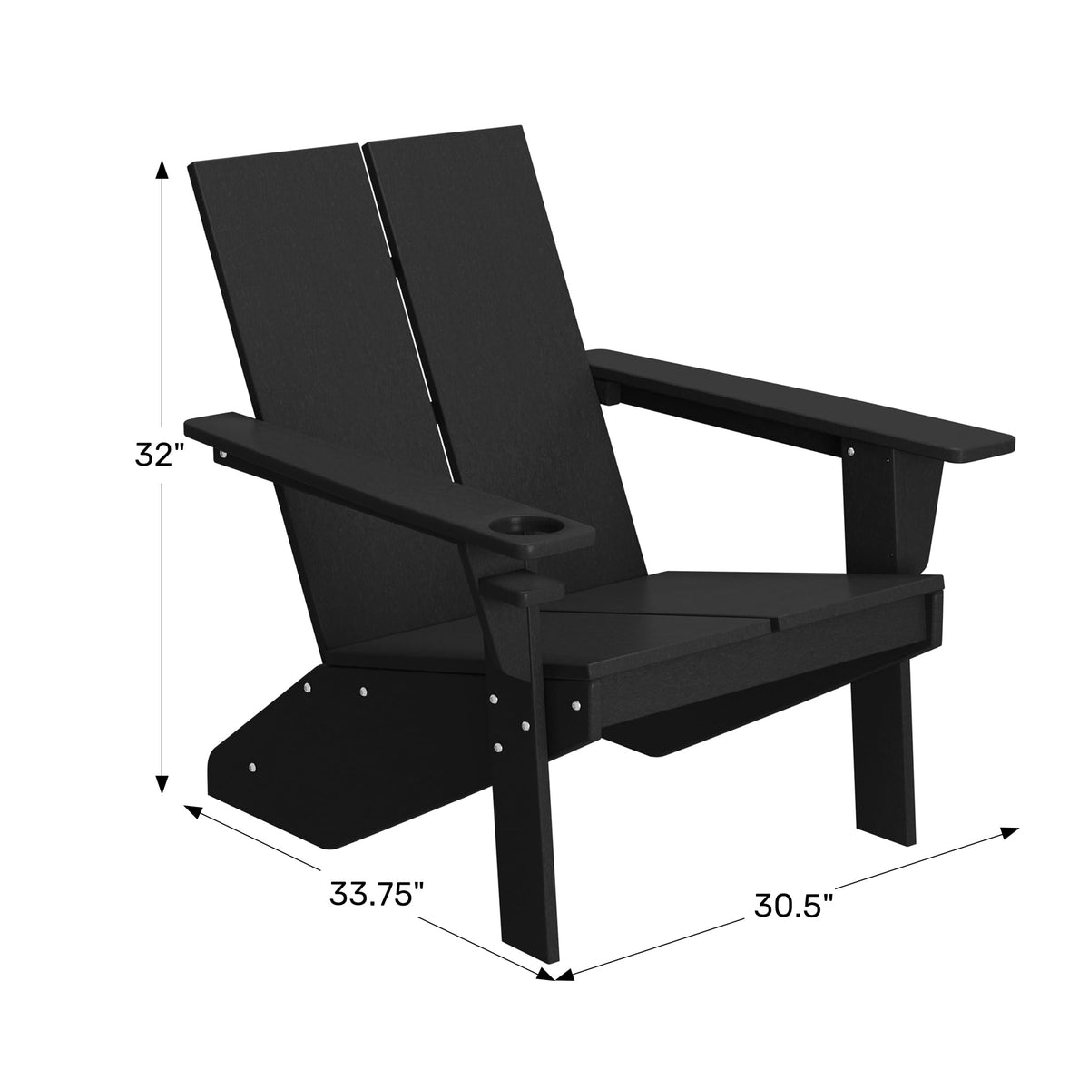 Pacific Blue HDPE Adirondack Chair with Cup Holder K865