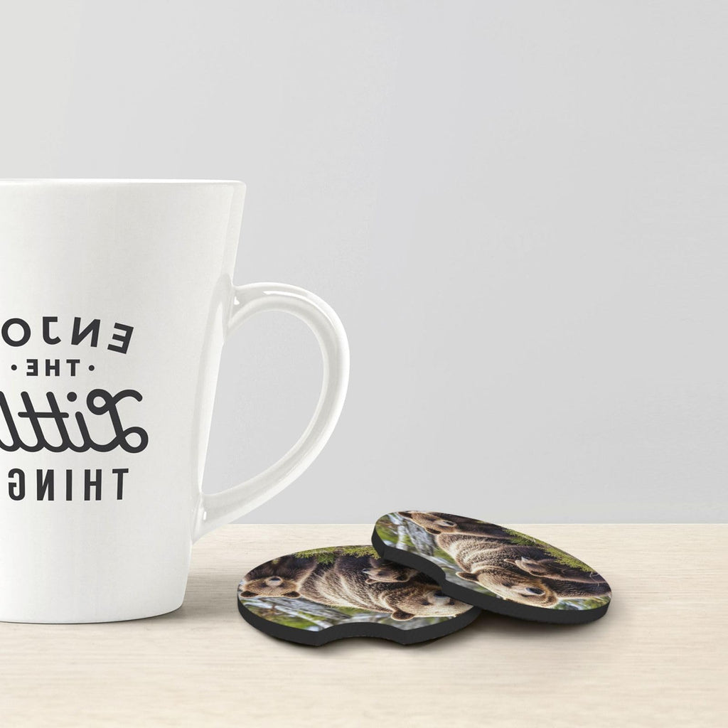 Black Drink Coasters with Metal Holder Set of 2 Y92123