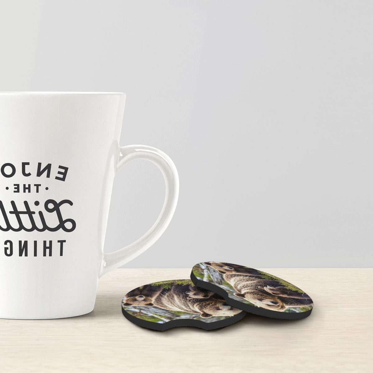 Black Drink Coasters with Metal Holder Set of 2 Y92123