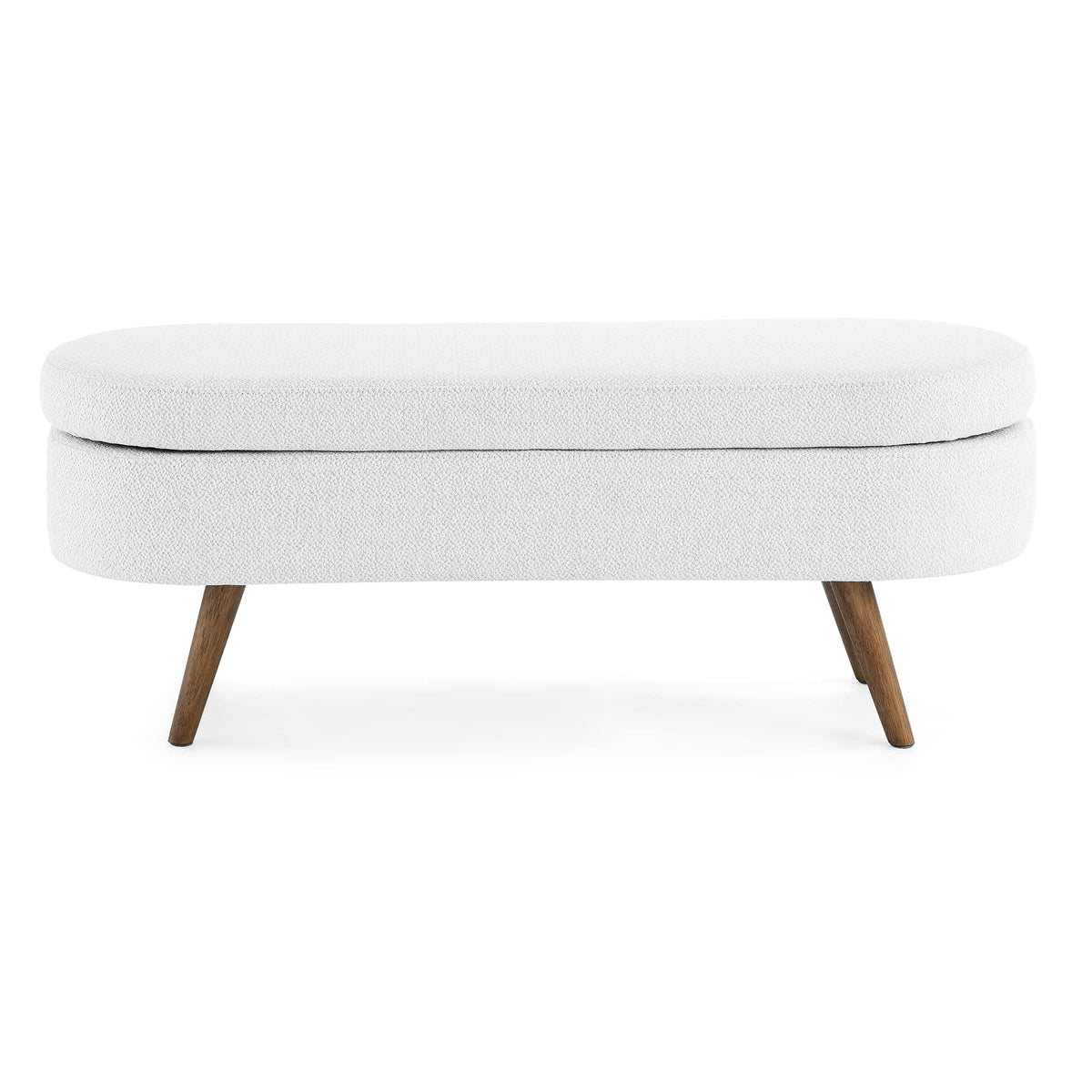 White Oval Storage Bench with Rubber Wood Legs S30045