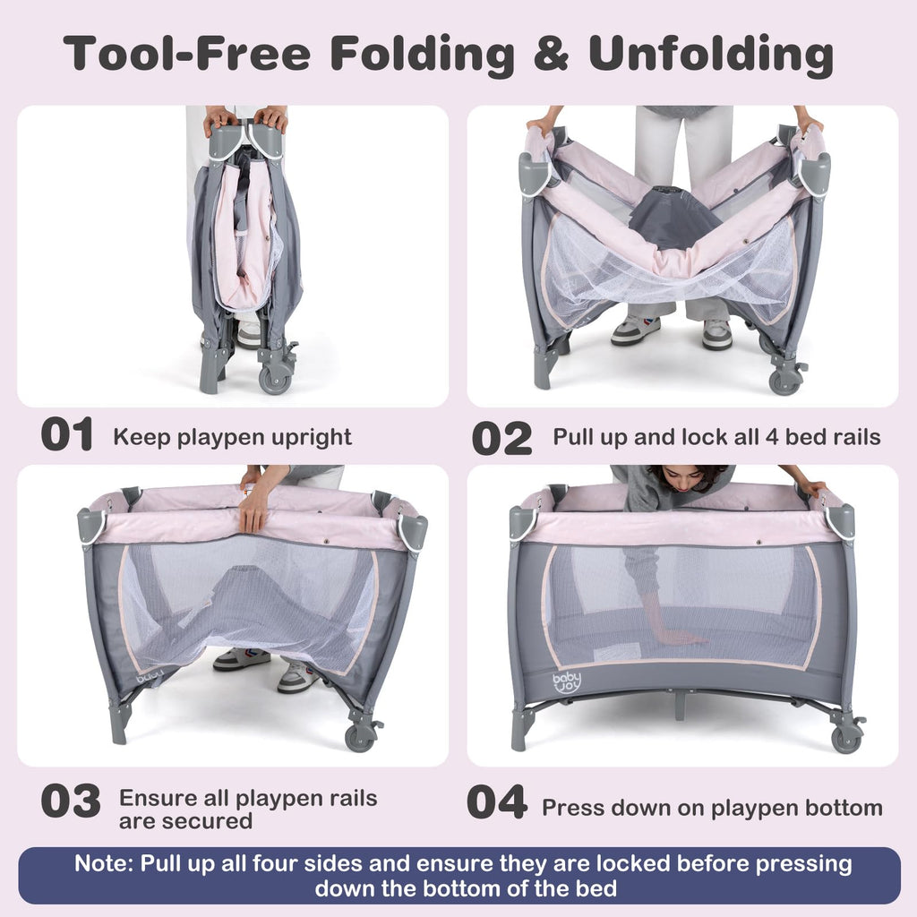 5 in 1 Pack and Play with Bassinet and Diaper Changing Table Y701