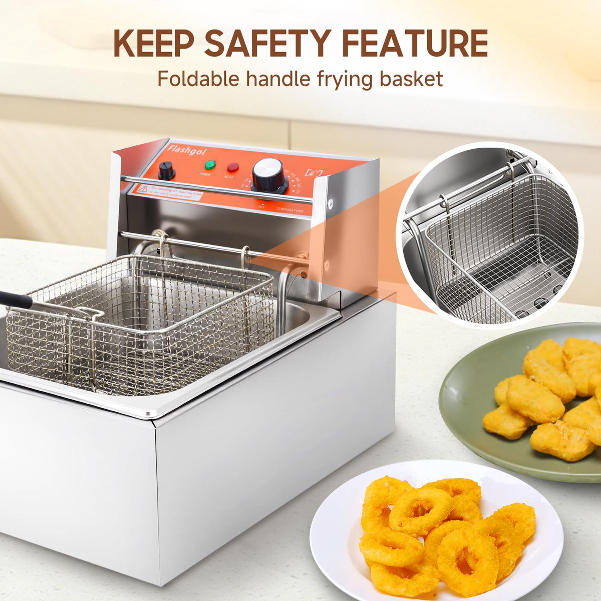 1700W 12L Stainless Steel Electric Deep Fryer with Basket and Lid I11519