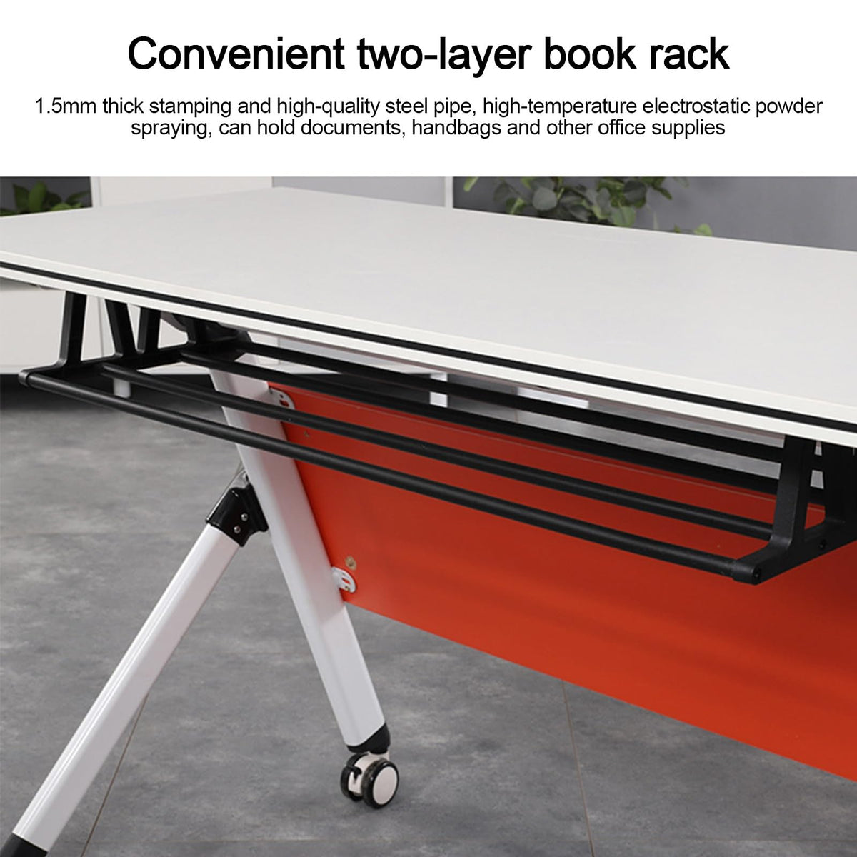 Folding Conference Table with Silent Wheels 120-180cm O479252