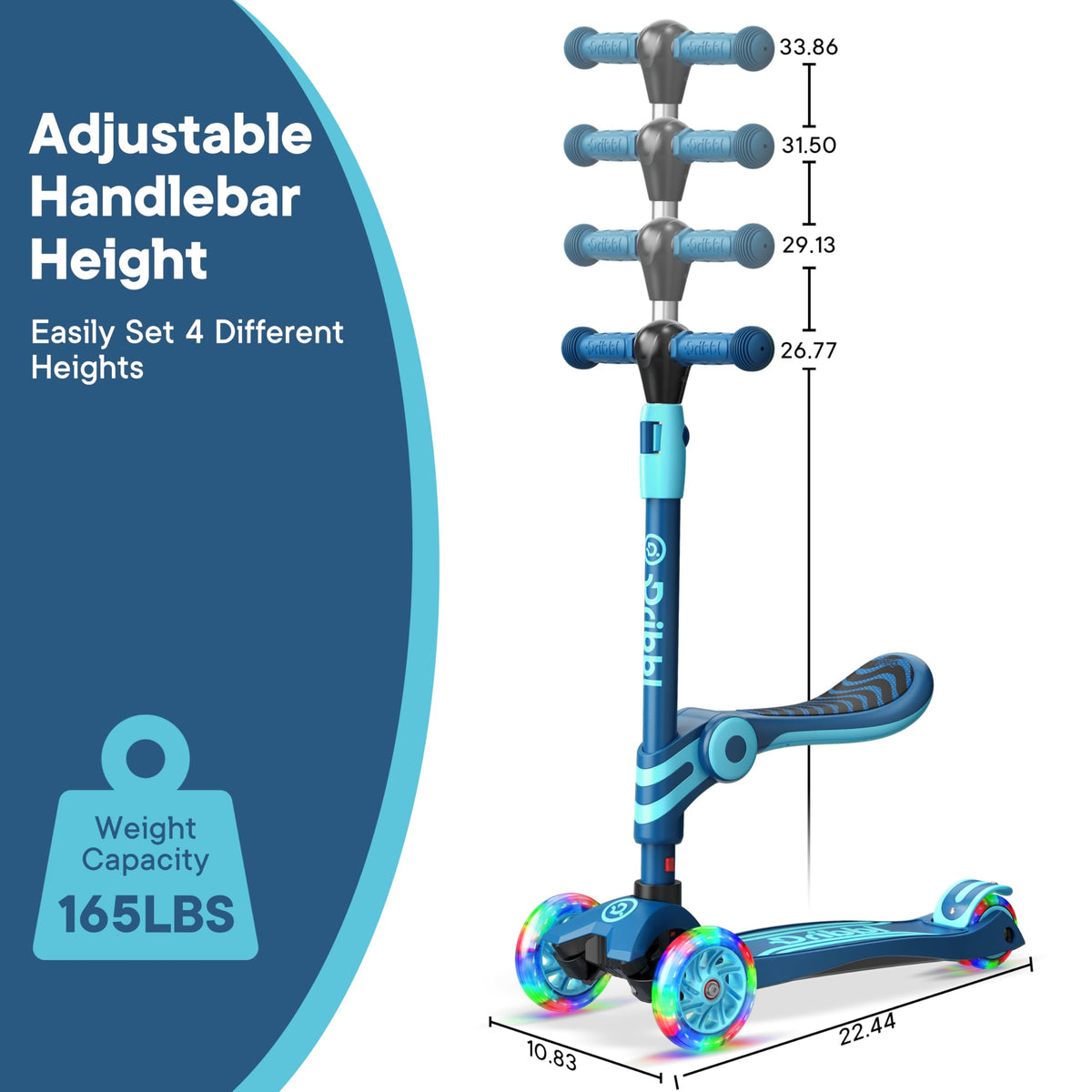 Blue 3 Wheel Scooter with Seat for Kids F3290