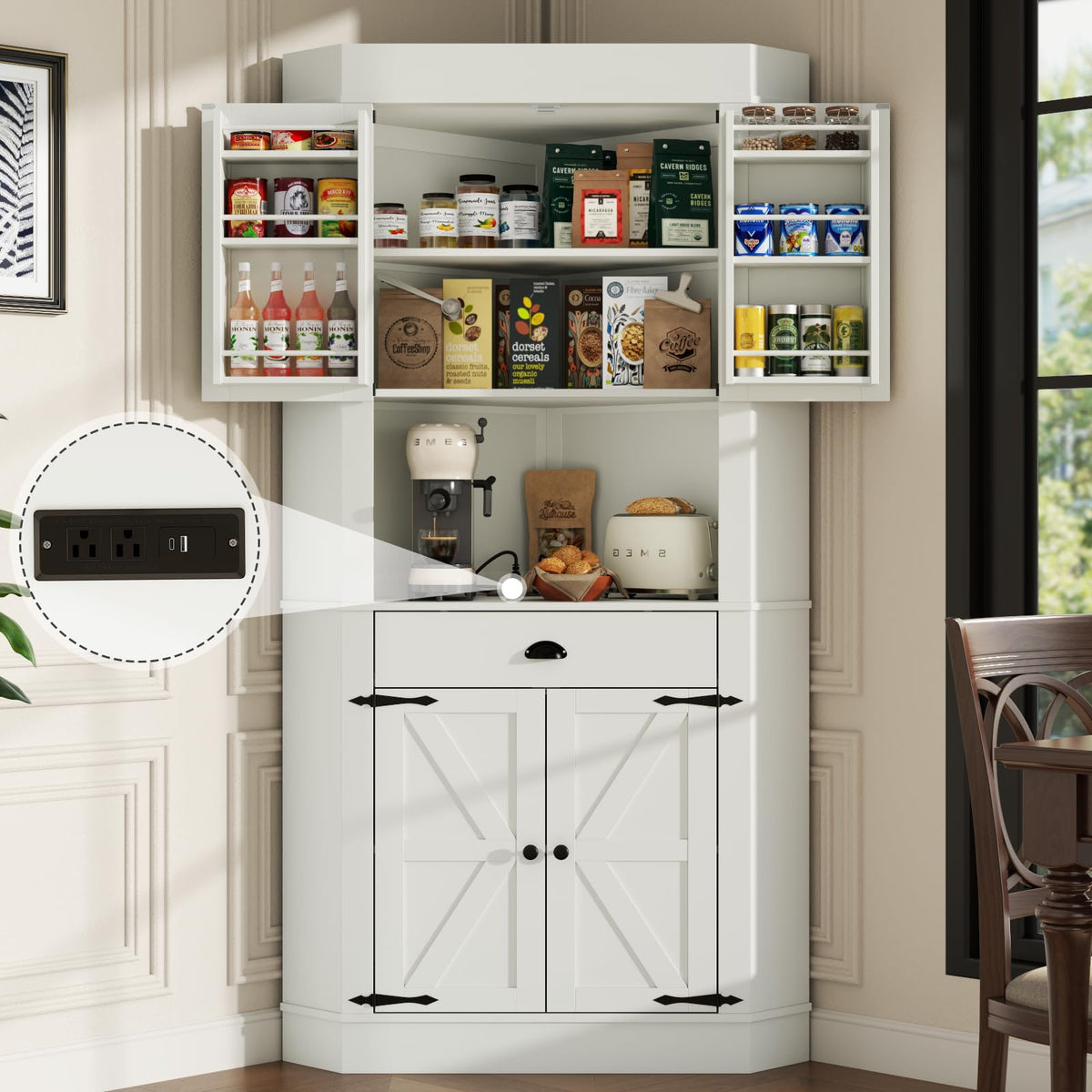 74" Corner Cabinet with Charging Station P20551