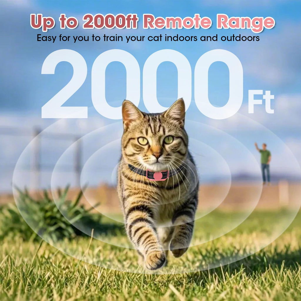 Cat Training Collar with Remote Shock Vibration Beep 3 Modes Waterproof Rechargeable Pink H234941