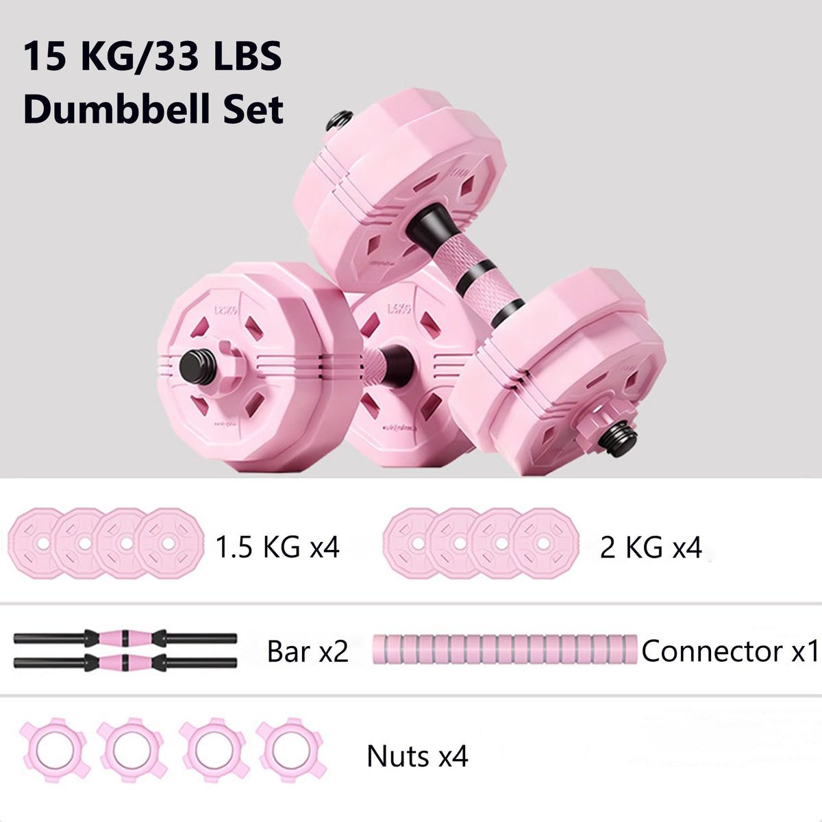 Adjustable Dumbbells Set 2 in 1 Free Weights Dumbbell Barbell Set U797