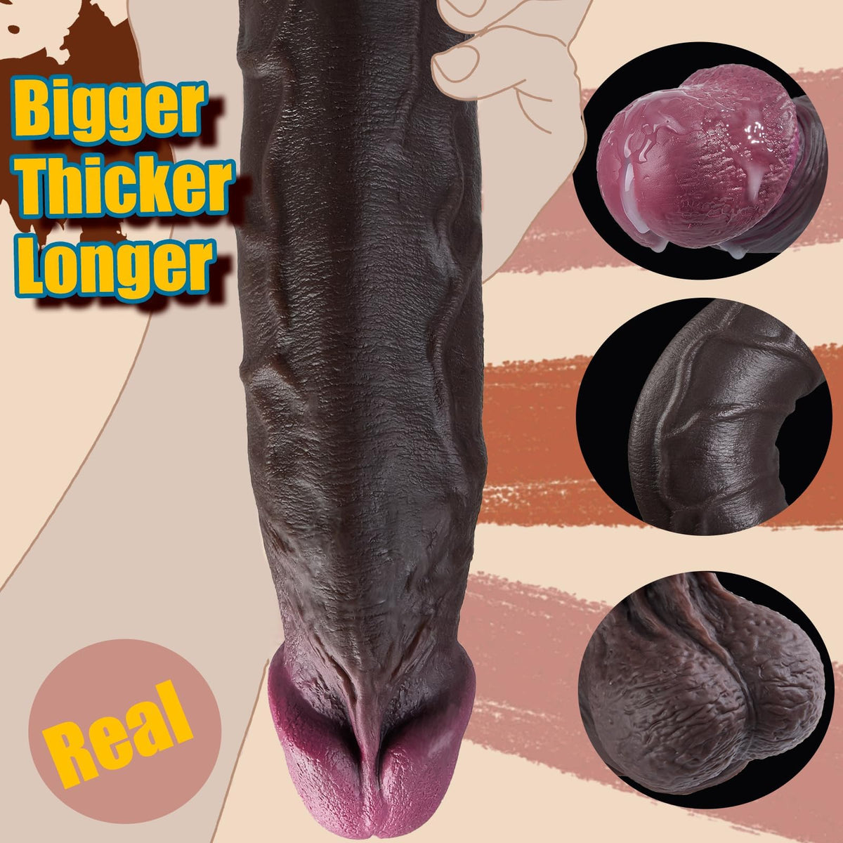 12" Thick Black Dildo I195524