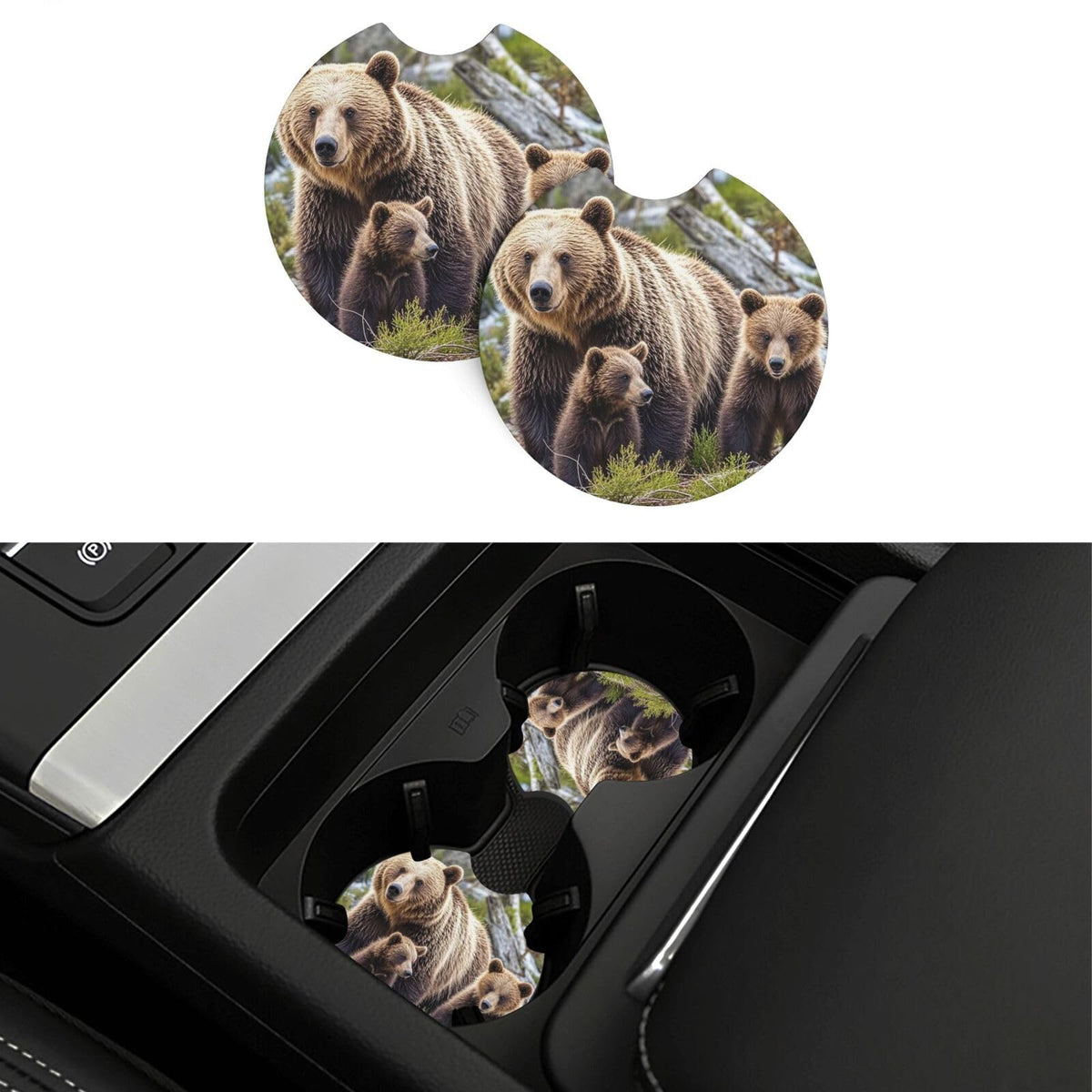 Black Drink Coasters with Metal Holder Set of 2 Y92123