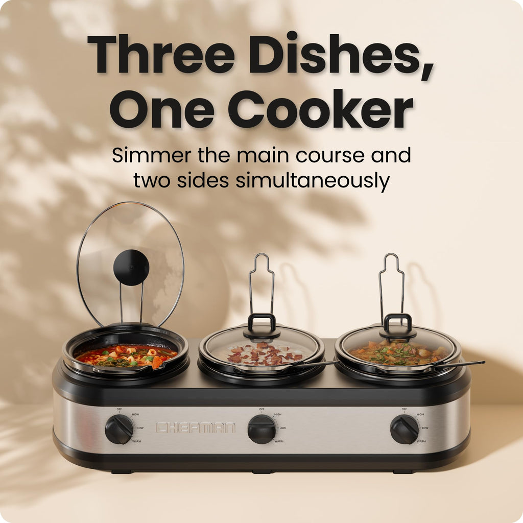 Triple Slow Cooker with 2.5 Qt Ceramic Crocks M77909