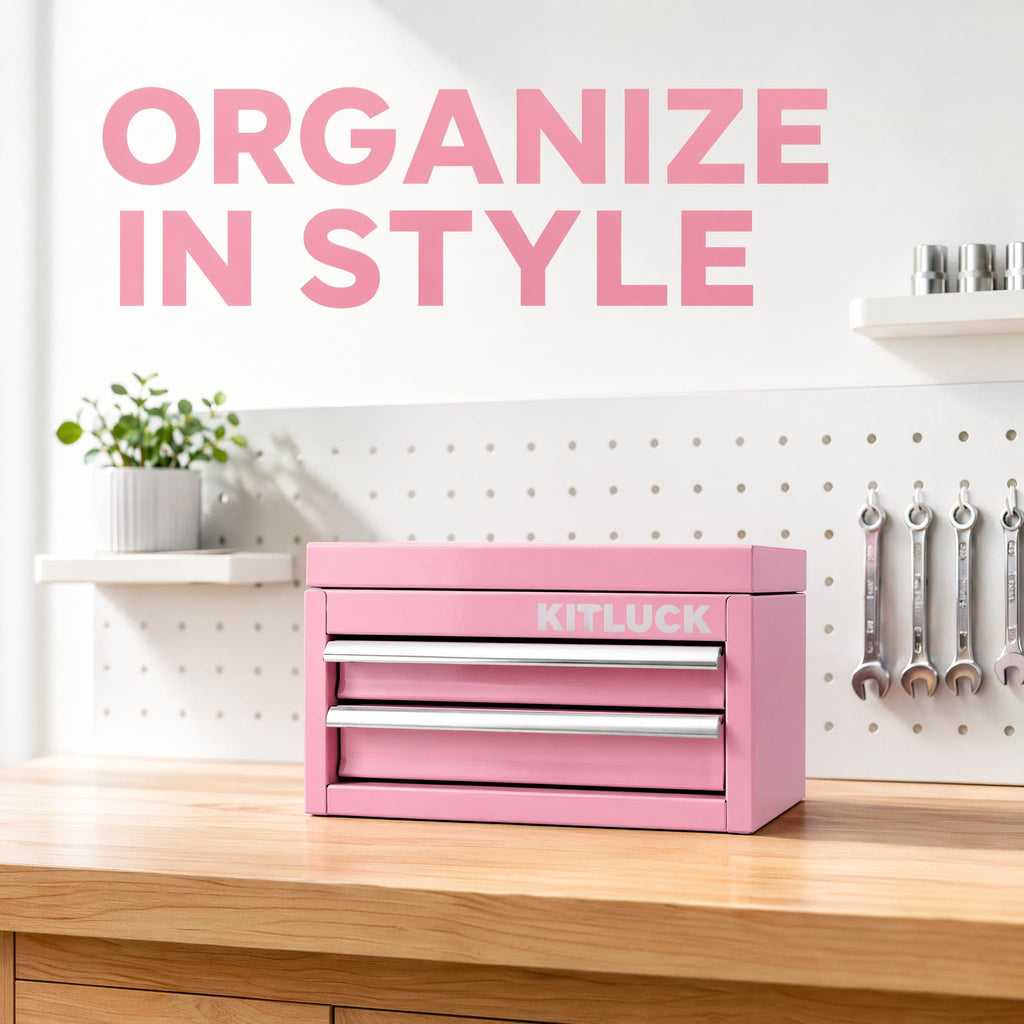 Pink 2-Drawer Metal Tool Box A206294