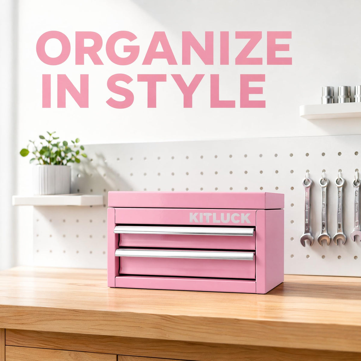 Pink 2-Drawer Metal Tool Box A206294