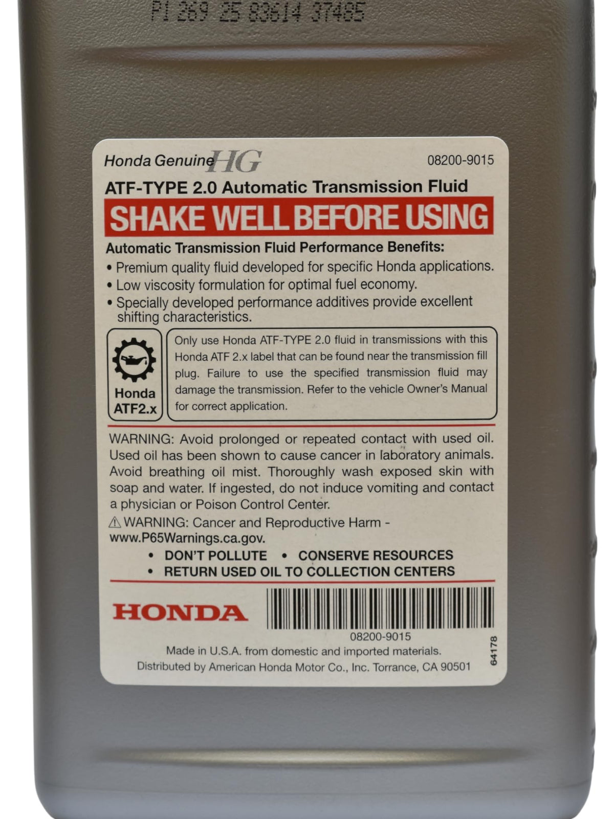 Automatic Transmission Fluid ATF-Type 2.0 1 Quart O880662
