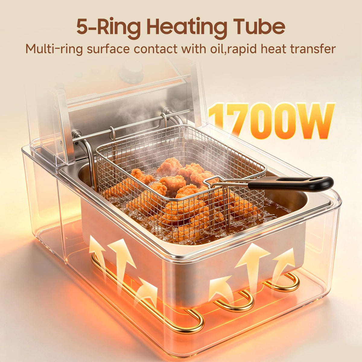 1700W 12L Stainless Steel Electric Deep Fryer with Basket and Lid I11519