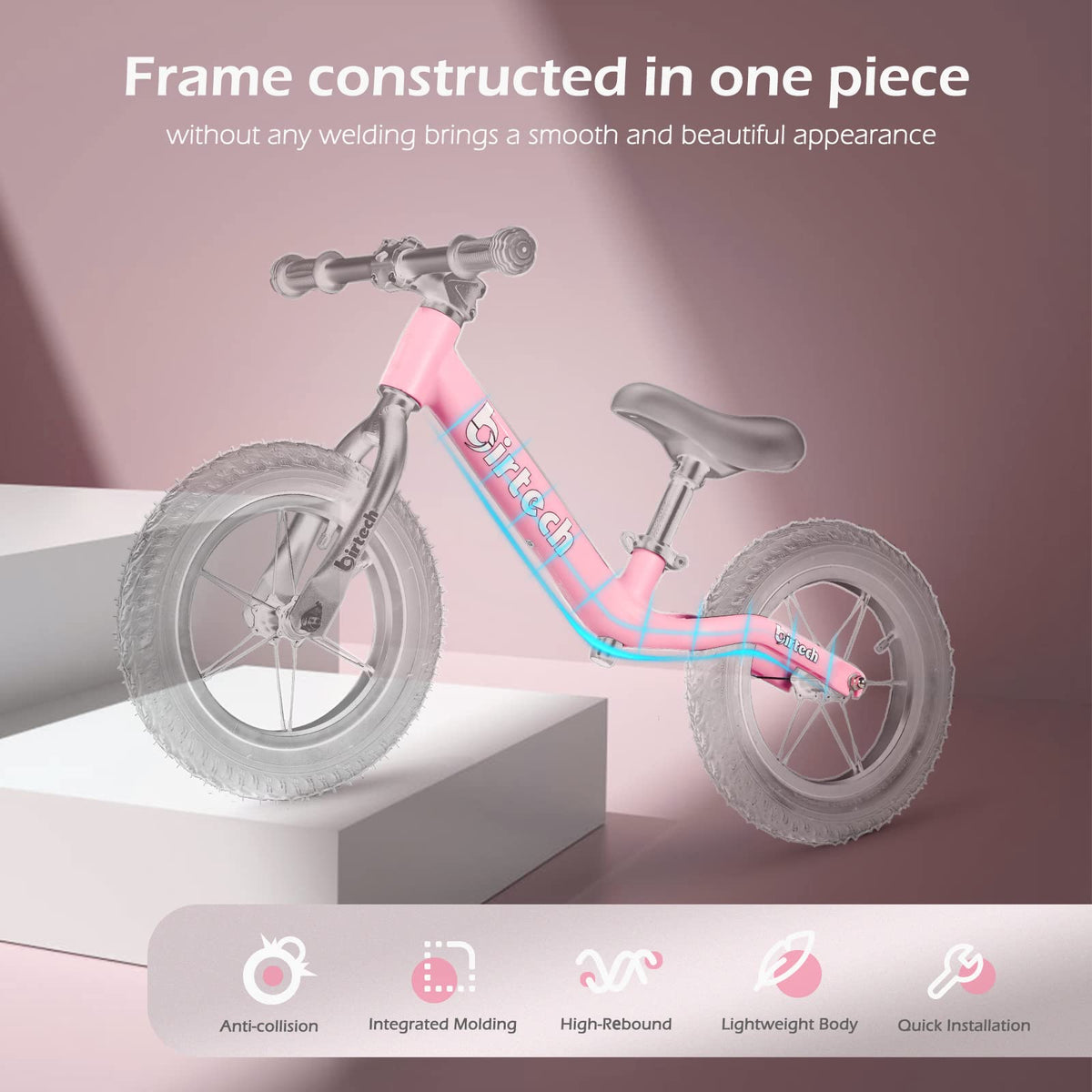 12" No Pedal Balance Bike with Inflatable Rubber Tires S7846