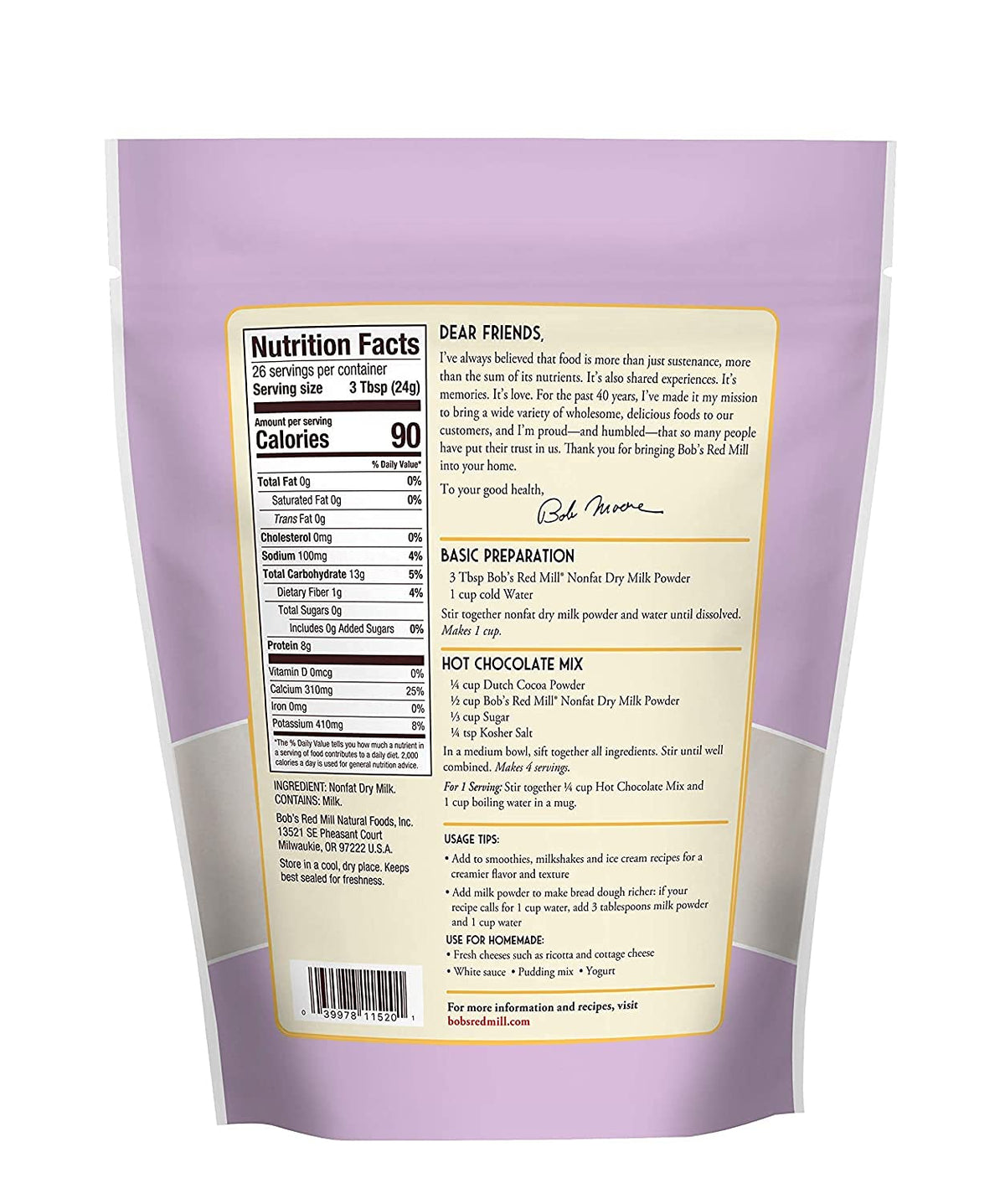 Nonfat Dry Milk Powder, 22oz U78426