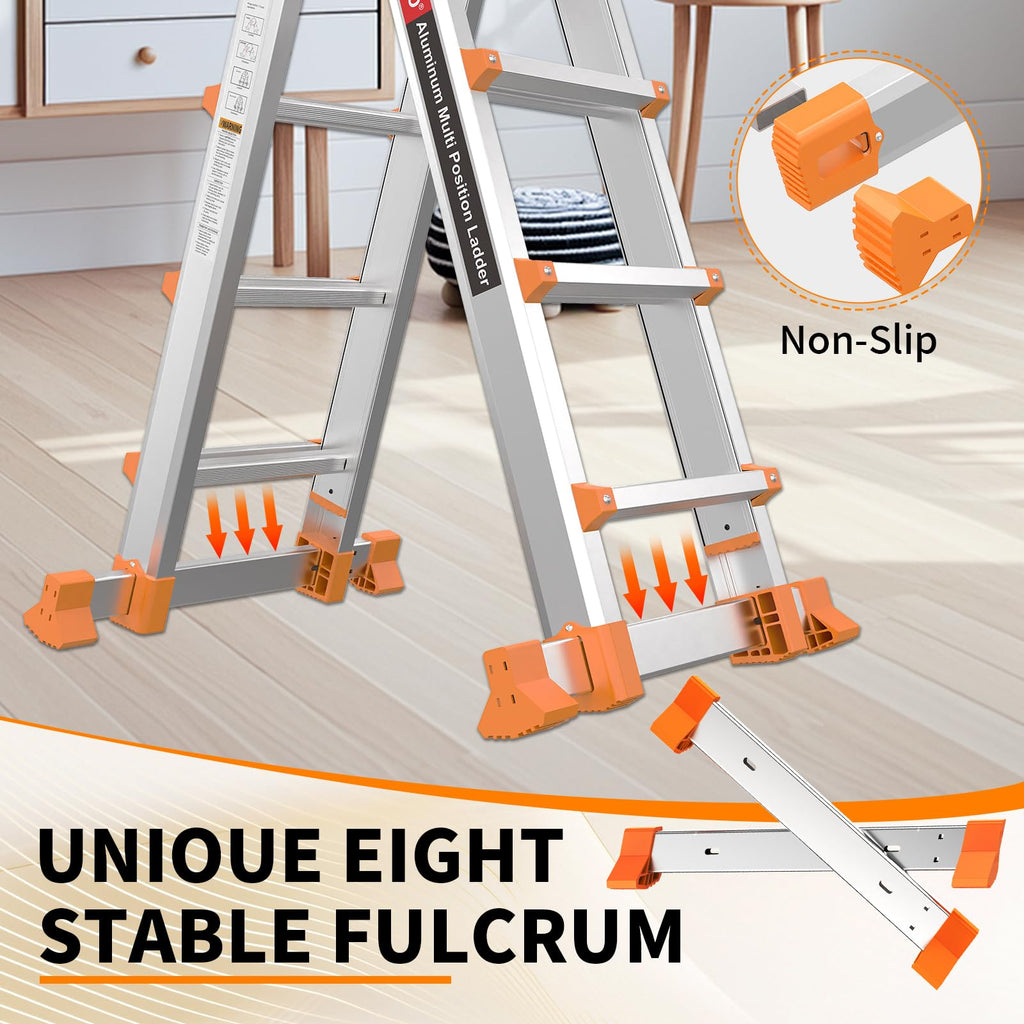 11FT Multi Position Aluminum Folding Ladder with Tool Tray R81972