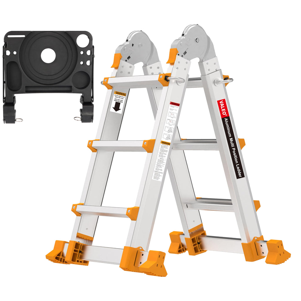 11FT Multi Position Aluminum Folding Ladder with Tool Tray R81972