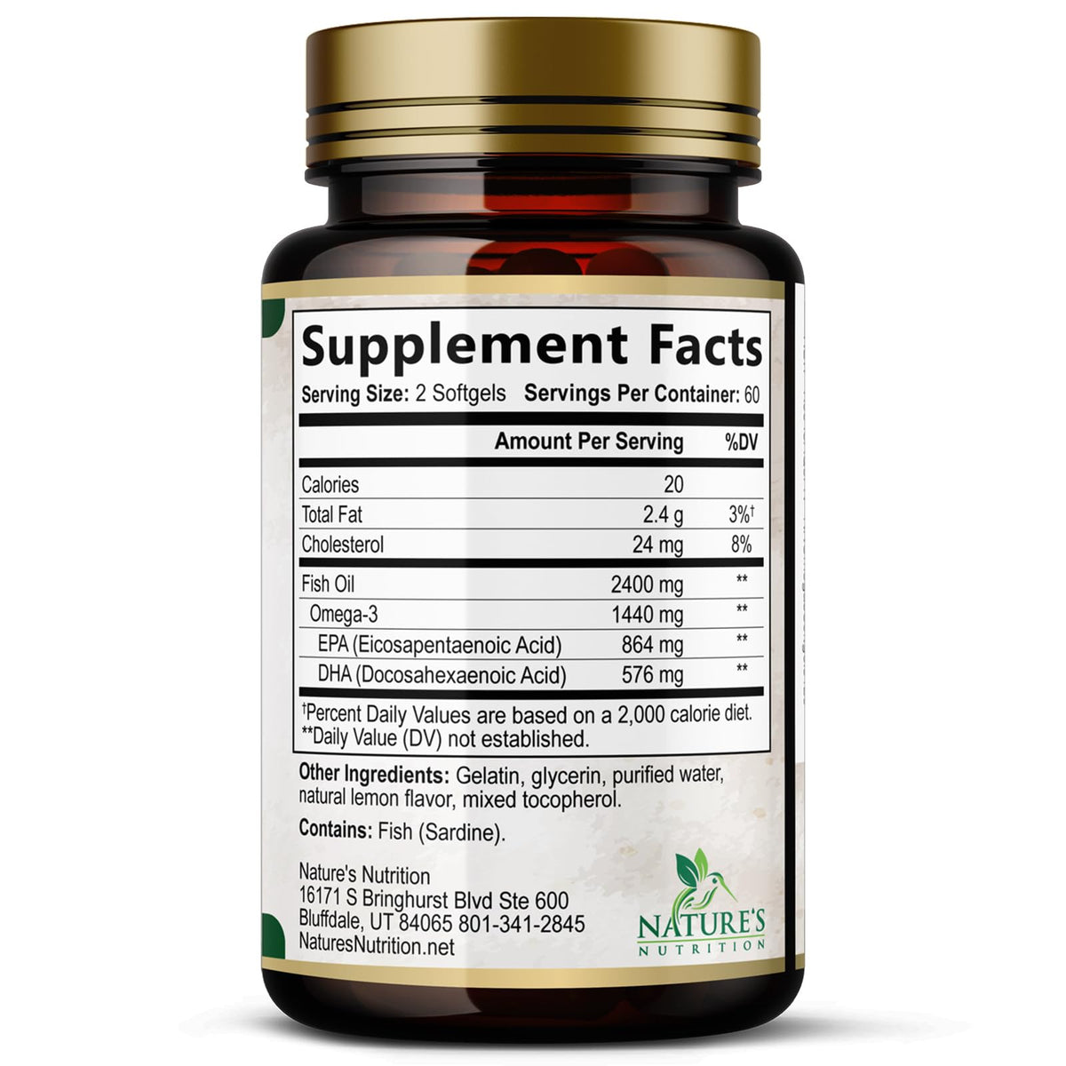 Omega 3 Fish Oil 2400mg 120 Softgels Q356249