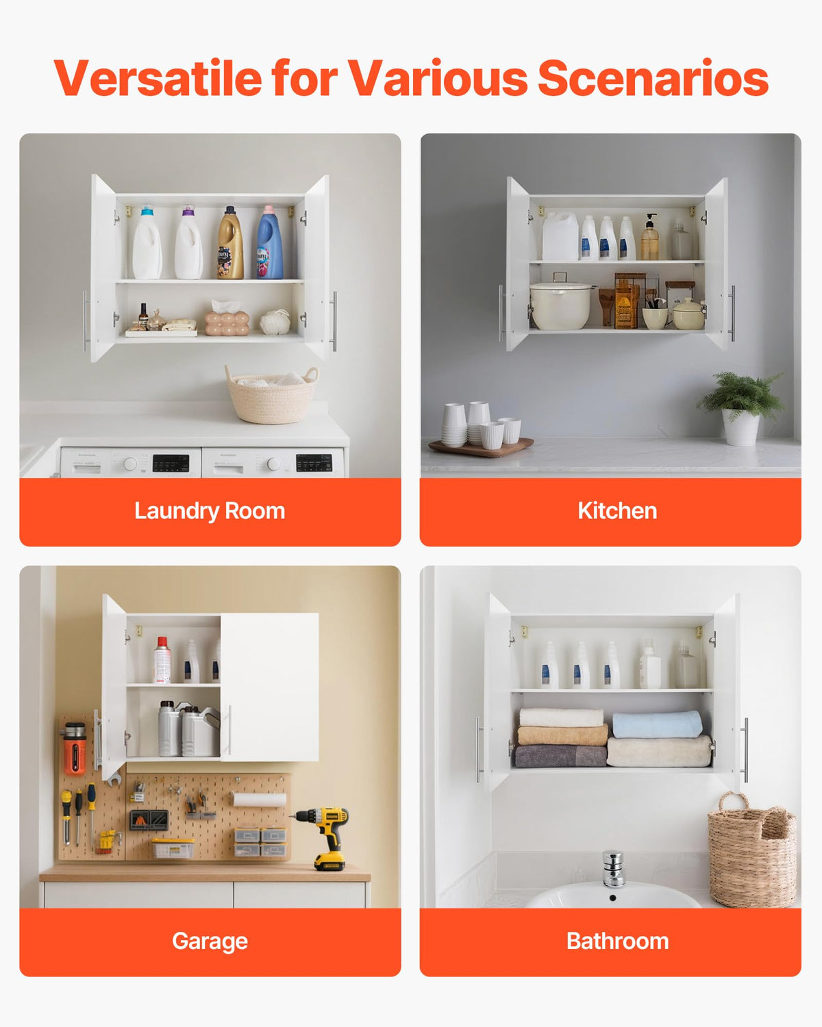 White 2-Tier Wall Mounted Cabinet with Adjustable Shelf C187077