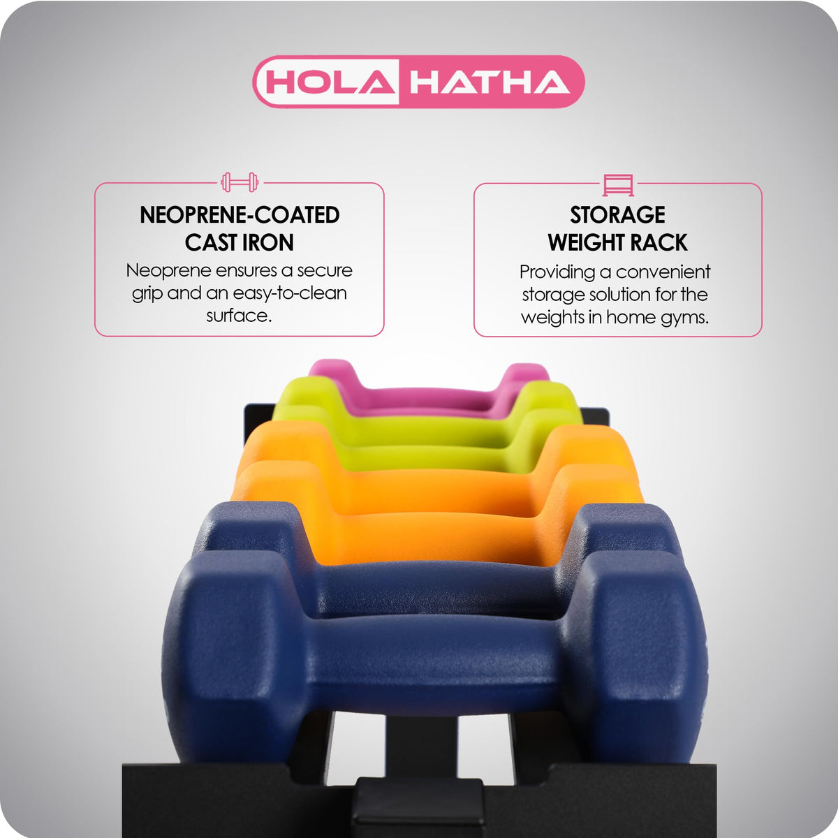 Neoprene Dumbbell Weights Set with Rack, 146 Lbs, Multicolor Y63190