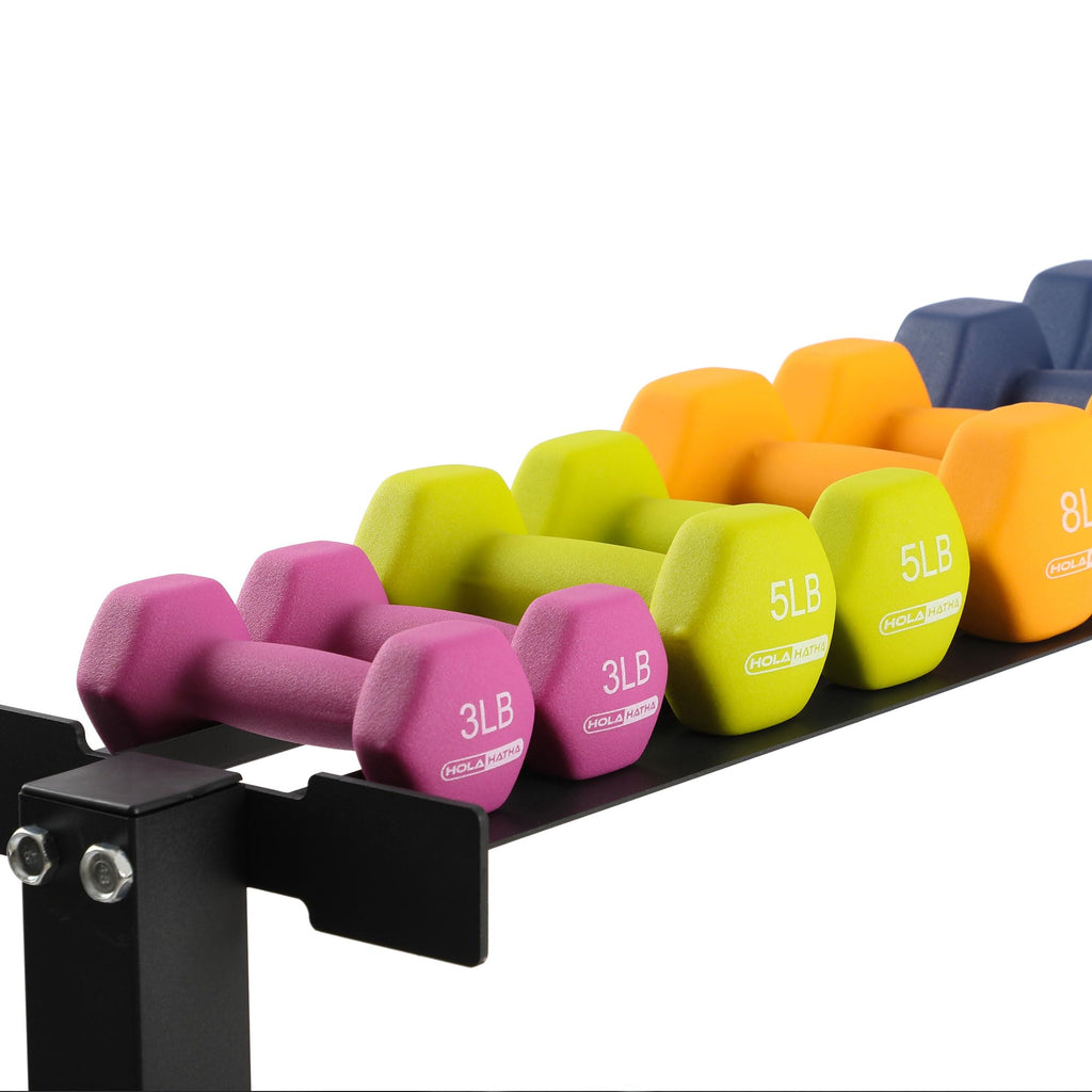 Neoprene Dumbbell Weights Set with Rack, 146 Lbs, Multicolor Y63190