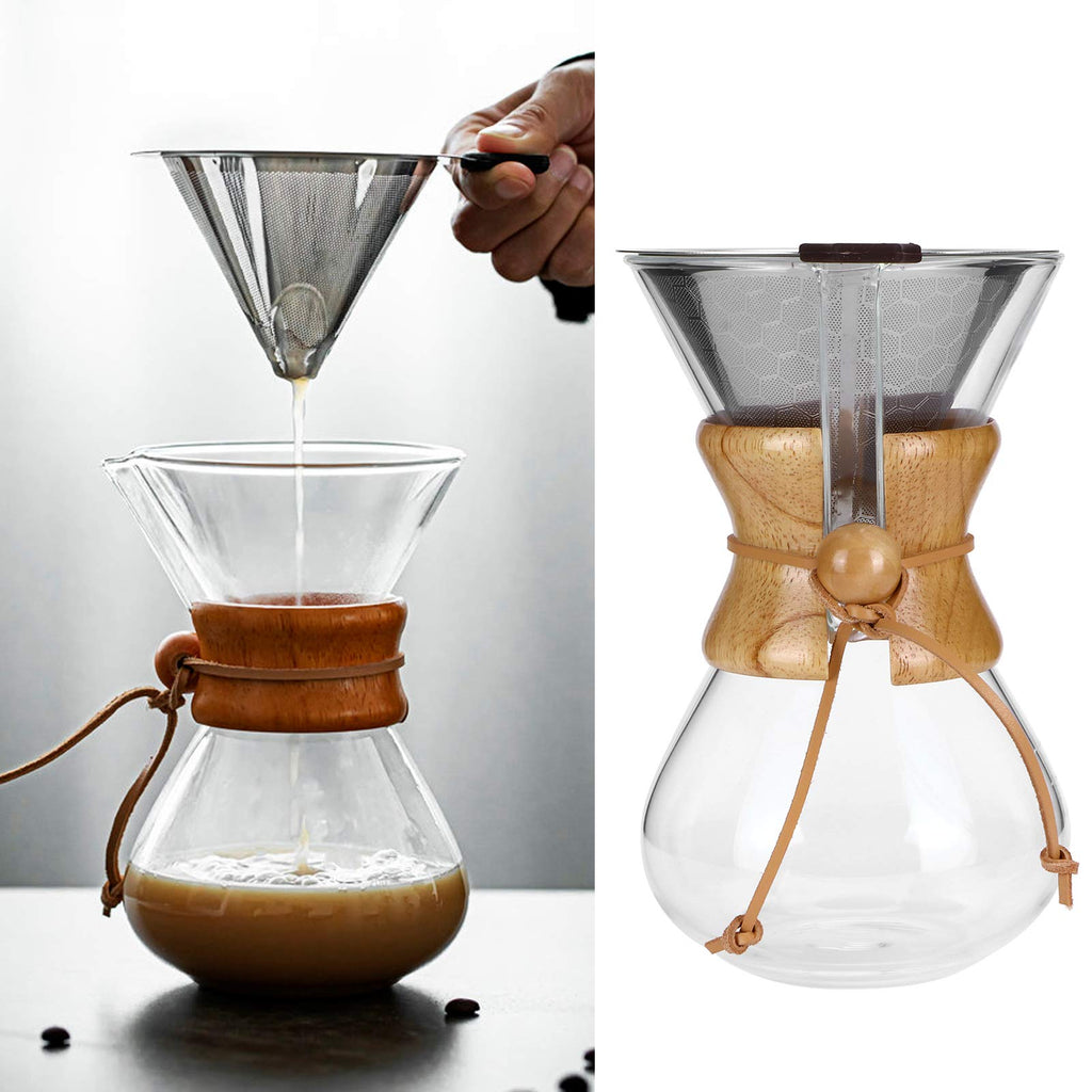 High Temp Glass Coffee Drip Pot with Reusable Filter 600ml I17558