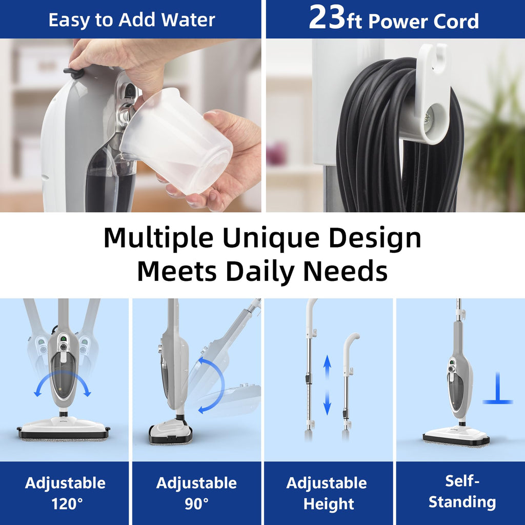 10-in-1 Handheld Steam Mop with 11 Accessories E6669