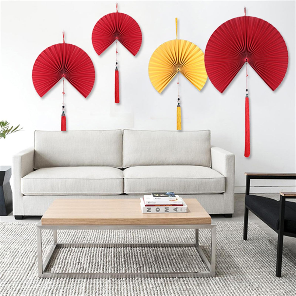 Handmade Hanging Folding Paper Fan Green 32'' E7694