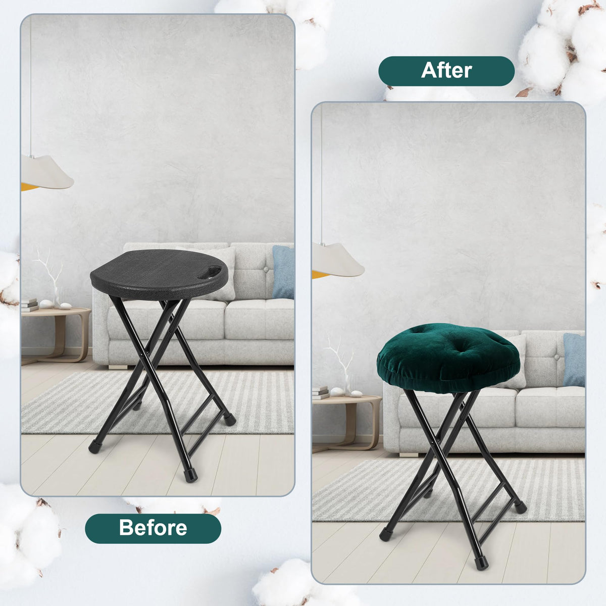 Folding Stool with 2 Pack Seat Cushion M60446