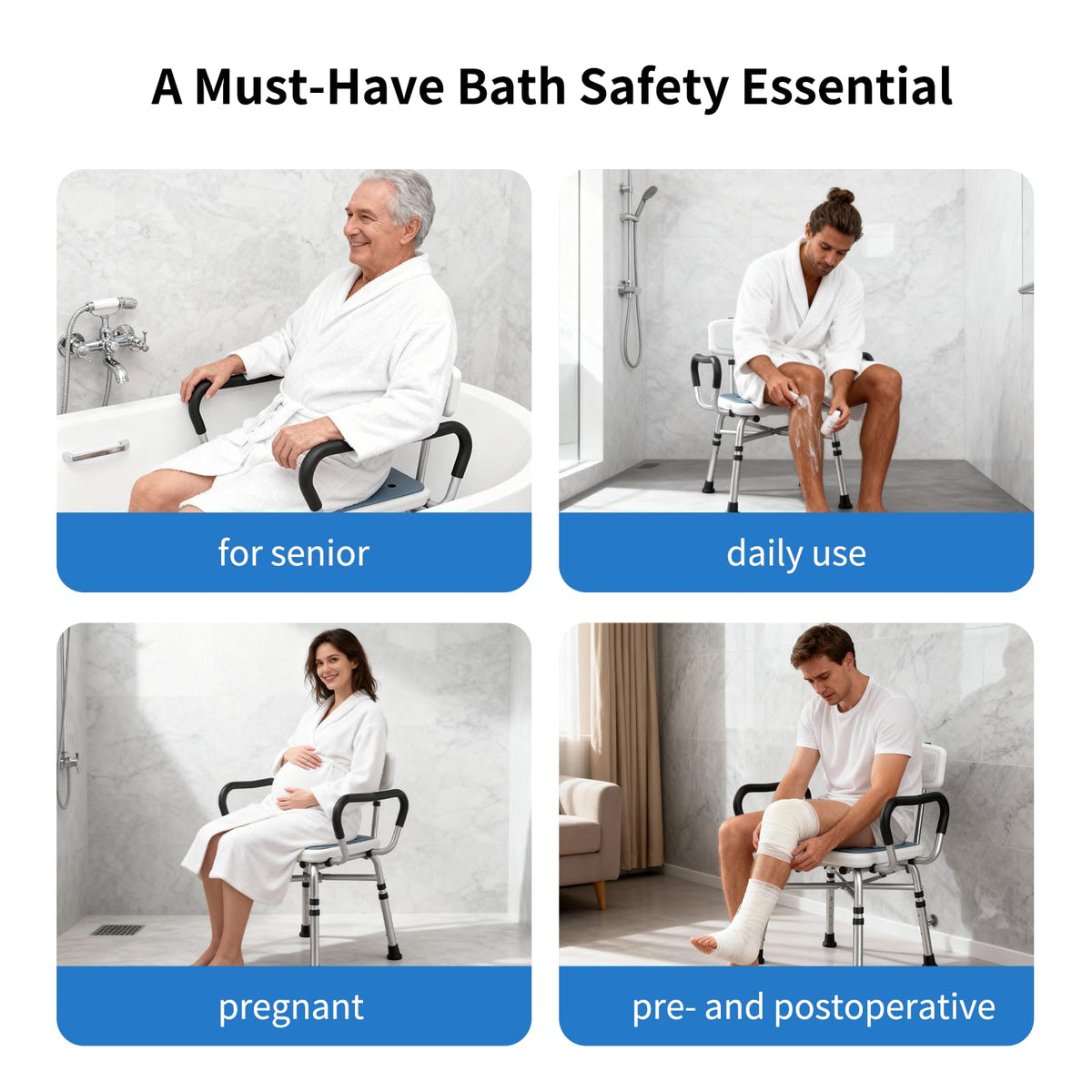 Heavy Duty Shower Chair with Arms and Back U202