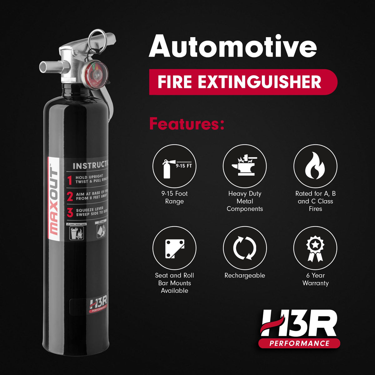 2.5 lbs Black Refillable Dry Chemical Fire Extinguisher G44556