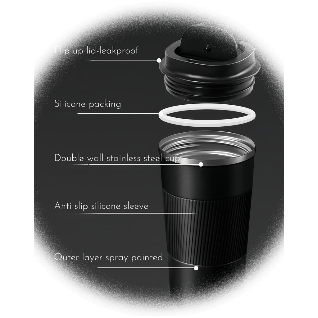 Stainless Steel Insulated Travel Coffee Mug Flip up Tumbler, Double wall Leak Proof Vacuum Cup Keep Drink Cold and Hot (Red, 17 Ounces) U212914