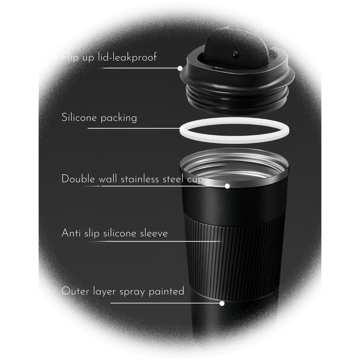 Stainless Steel Insulated Travel Coffee Mug Flip up Tumbler, Double wall Leak Proof Vacuum Cup Keep Drink Cold and Hot (Red, 17 Ounces) U212914