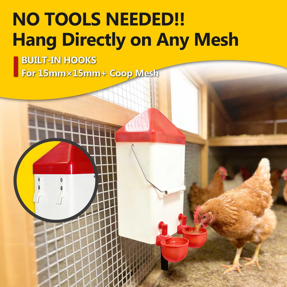 PVC Hanging Chicken Waterer with Hook, 1 Gal W297