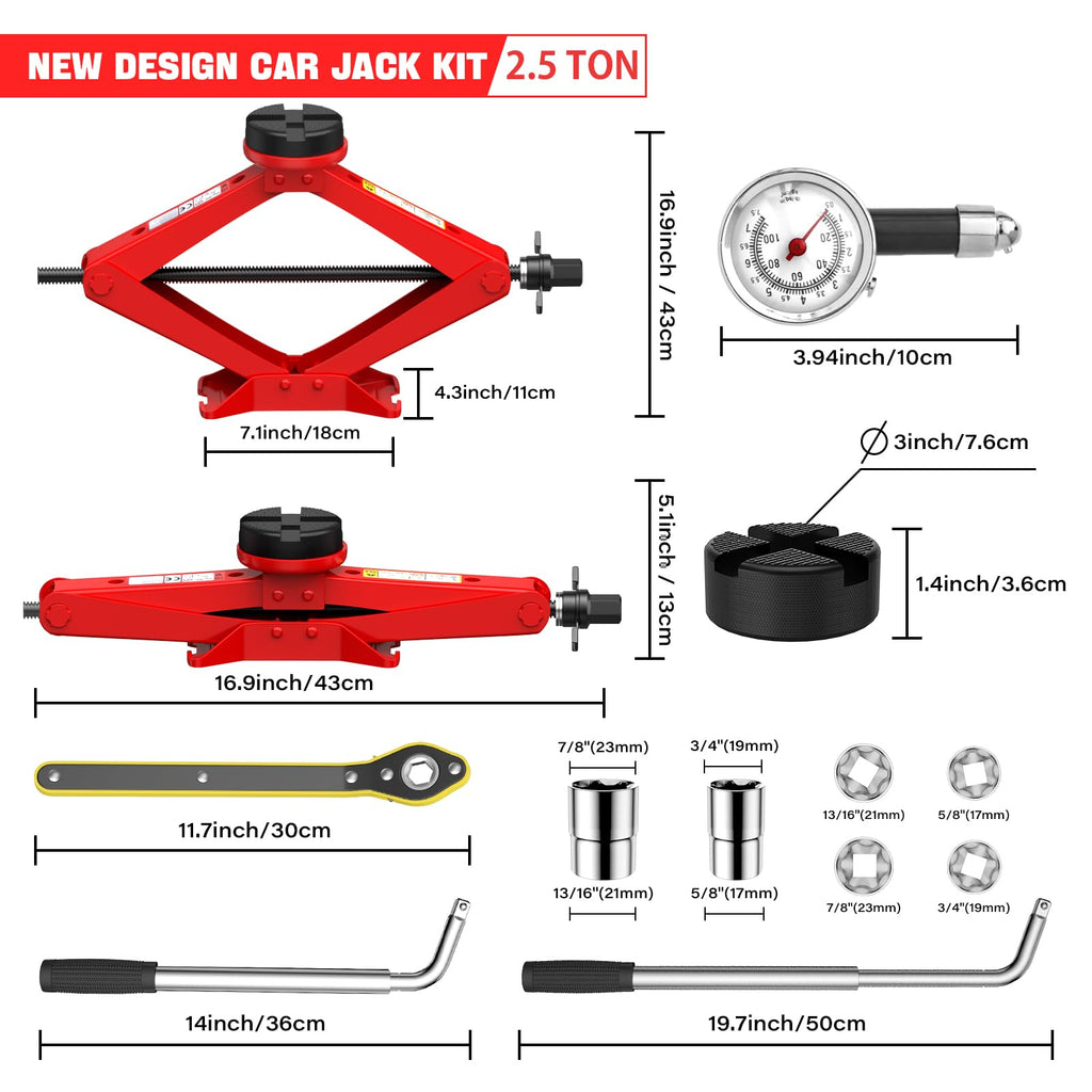 2.5 Ton Car Jack Kit with Lug Wrench F363