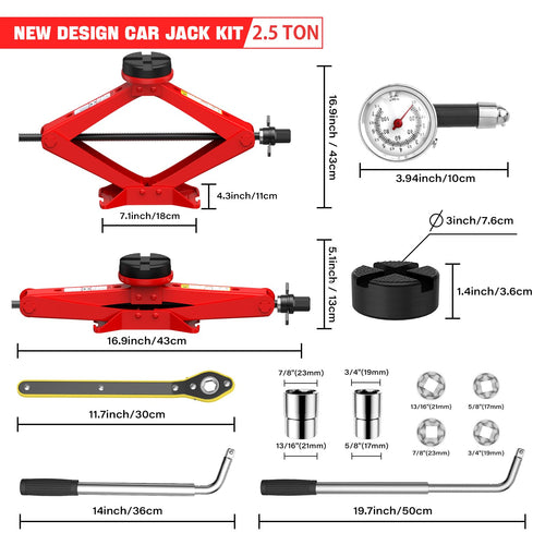 2.5 Ton Car Jack Kit with Lug Wrench F363