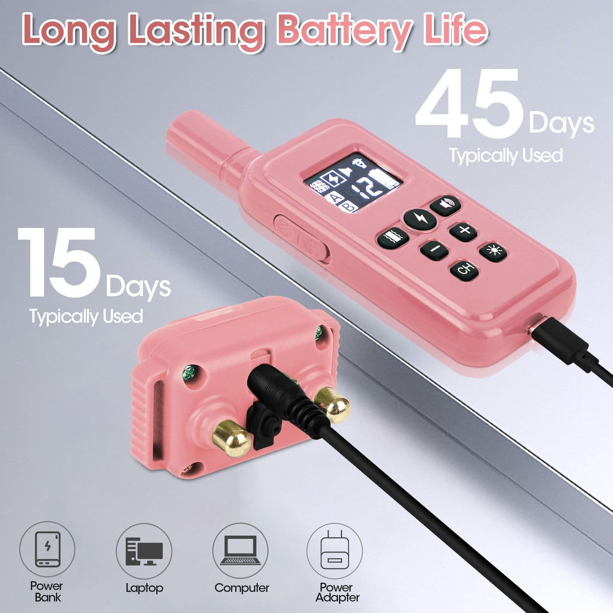 Cat Training Collar with Remote Shock Vibration Beep 3 Modes Waterproof Rechargeable Pink H234941