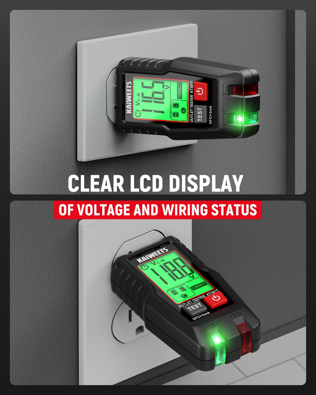 Digital Multimeter Non-Contact Voltage Tester GFCI Outlet Tester Kit Q8189