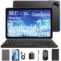 10.1 Inch Android 15 Tablet, 24GB RAM 128GB ROM, 1280 x 800 HD Display, 6000mAh Battery, 5MP+8MP Camera (Black) W205