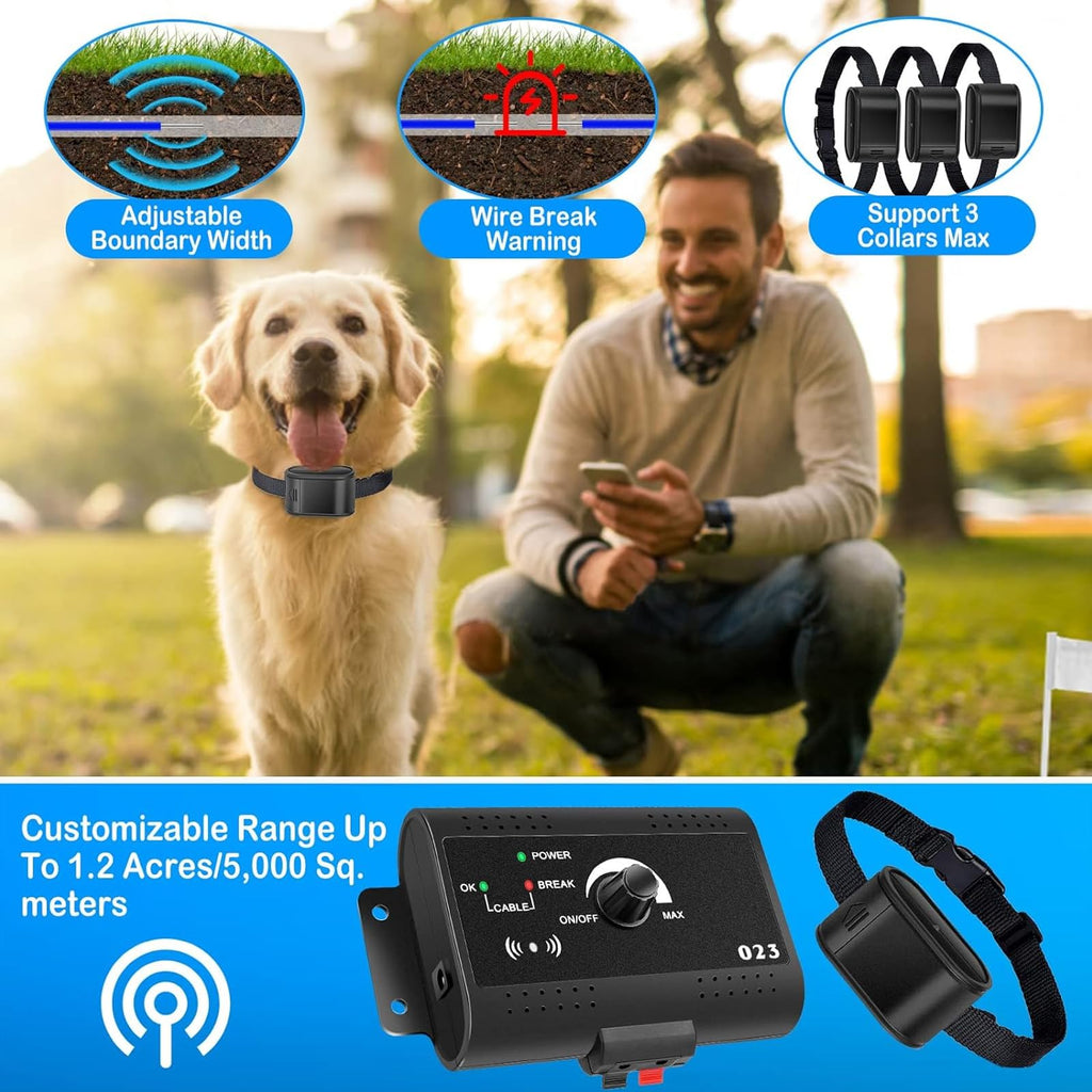 Electric Dog Fence, In-Ground Pet Containment System, Waterproof Training Collar M3296