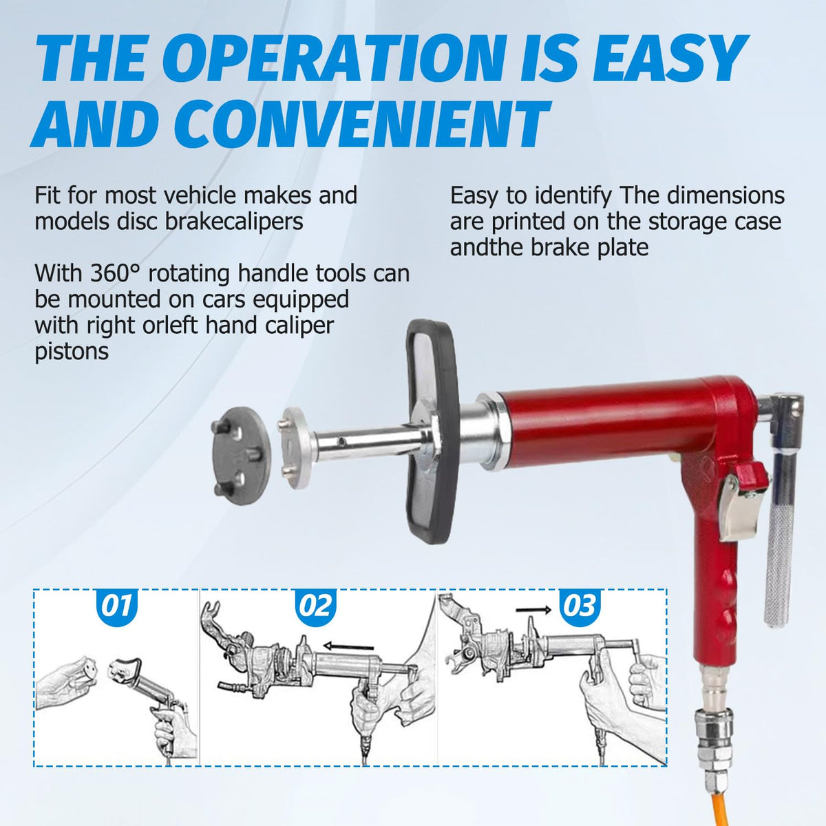 28-Piece Heavy Duty Pneumatic Brake Caliper Compression Tool Set with 23 Adapters V735