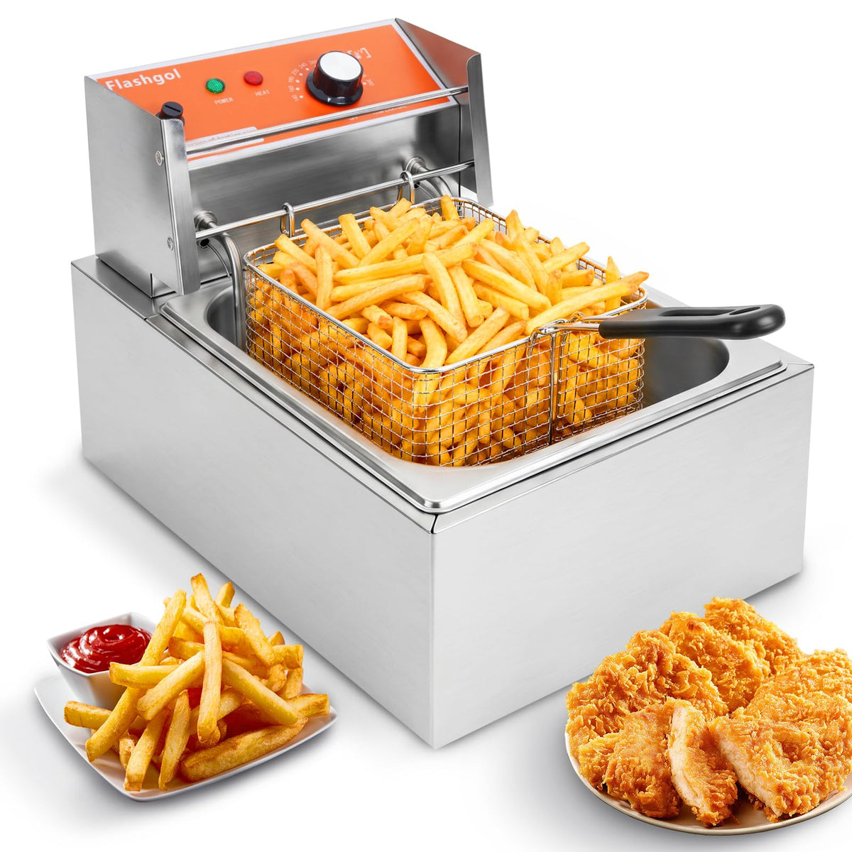 1700W 12L Stainless Steel Electric Deep Fryer with Basket and Lid I11519