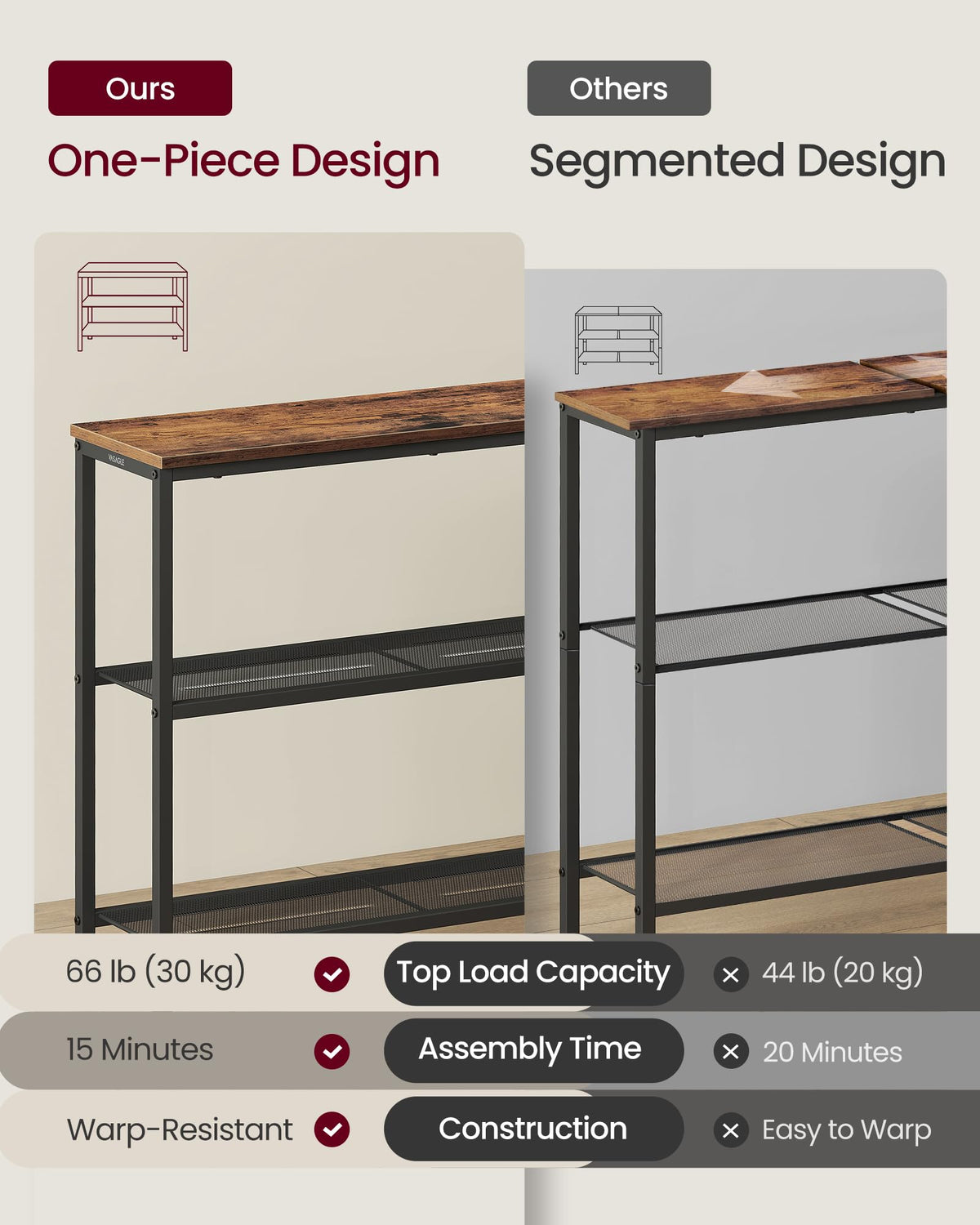 31.5" Narrow 3 Tier Console Table X89127