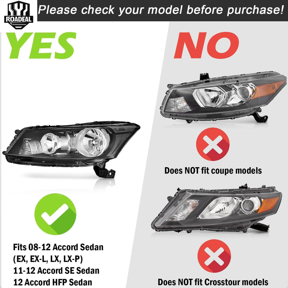 Headlights for 2008-2012 Honda Accord 4-Door B210296