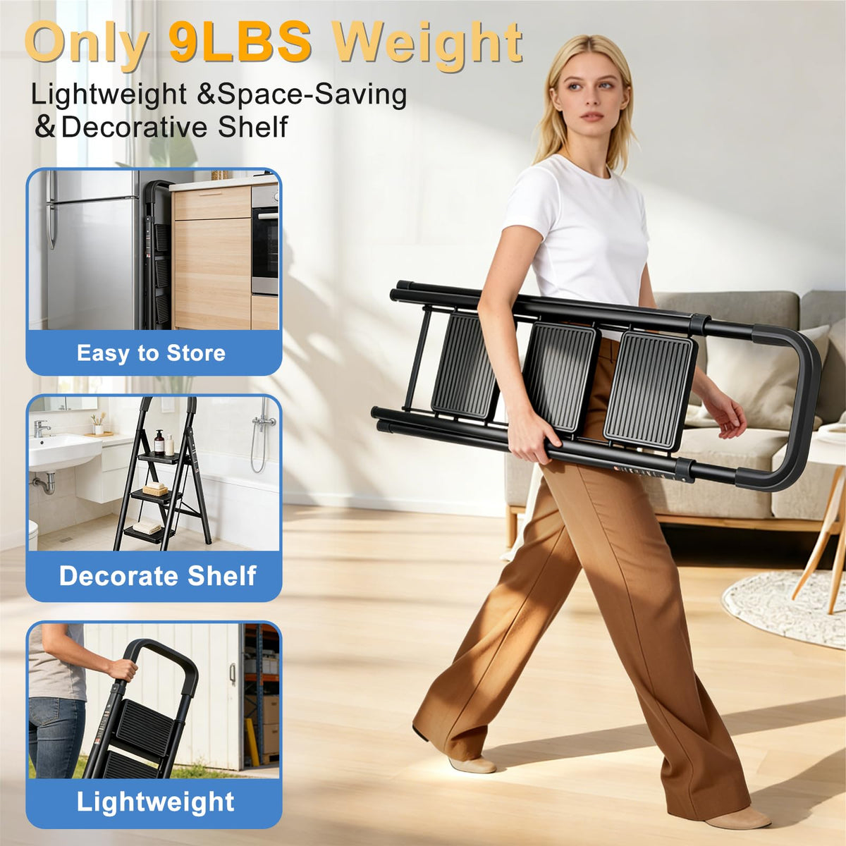 Folding Step Stool with Handrail A207
