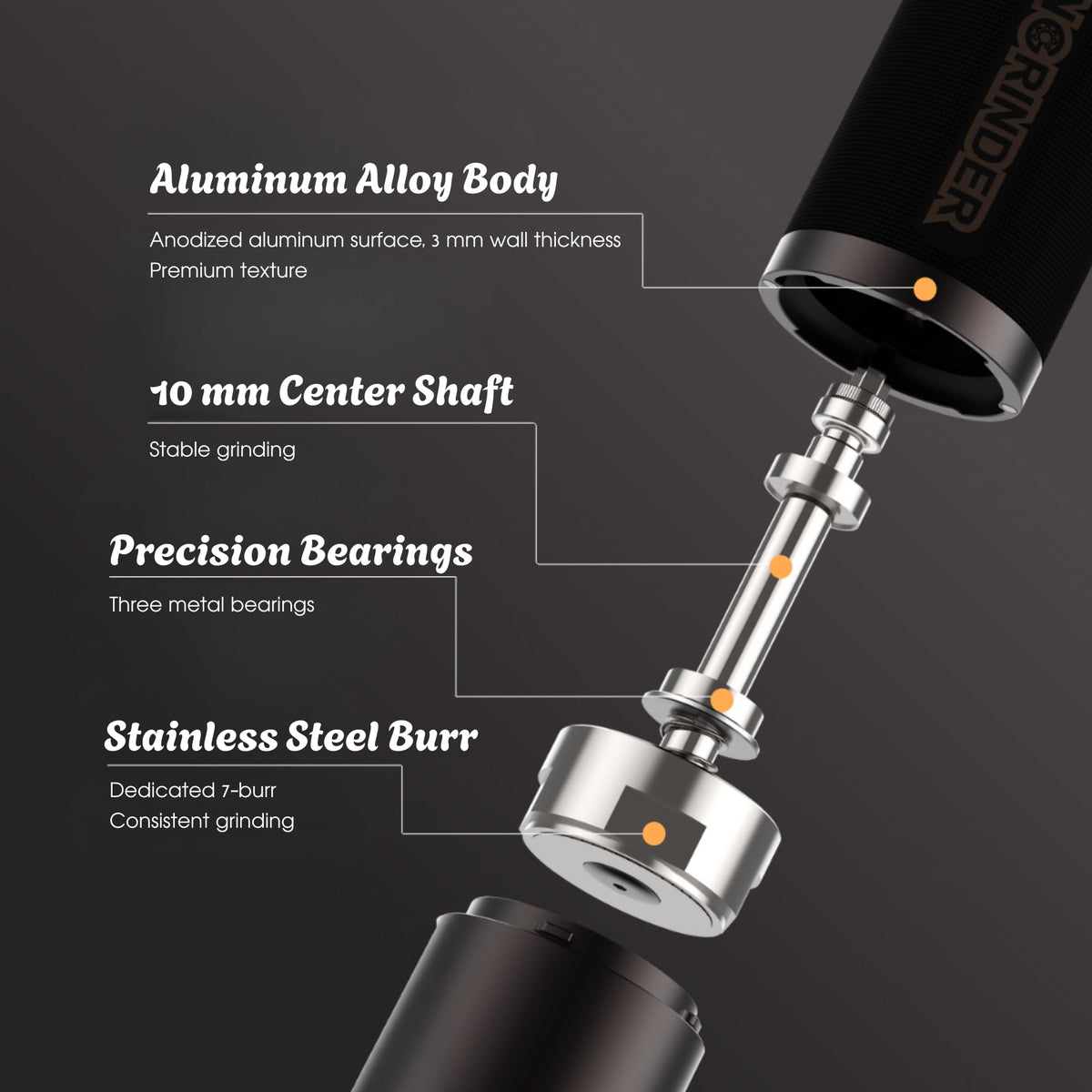Manual Stainless Burr Coffee Grinder O6003