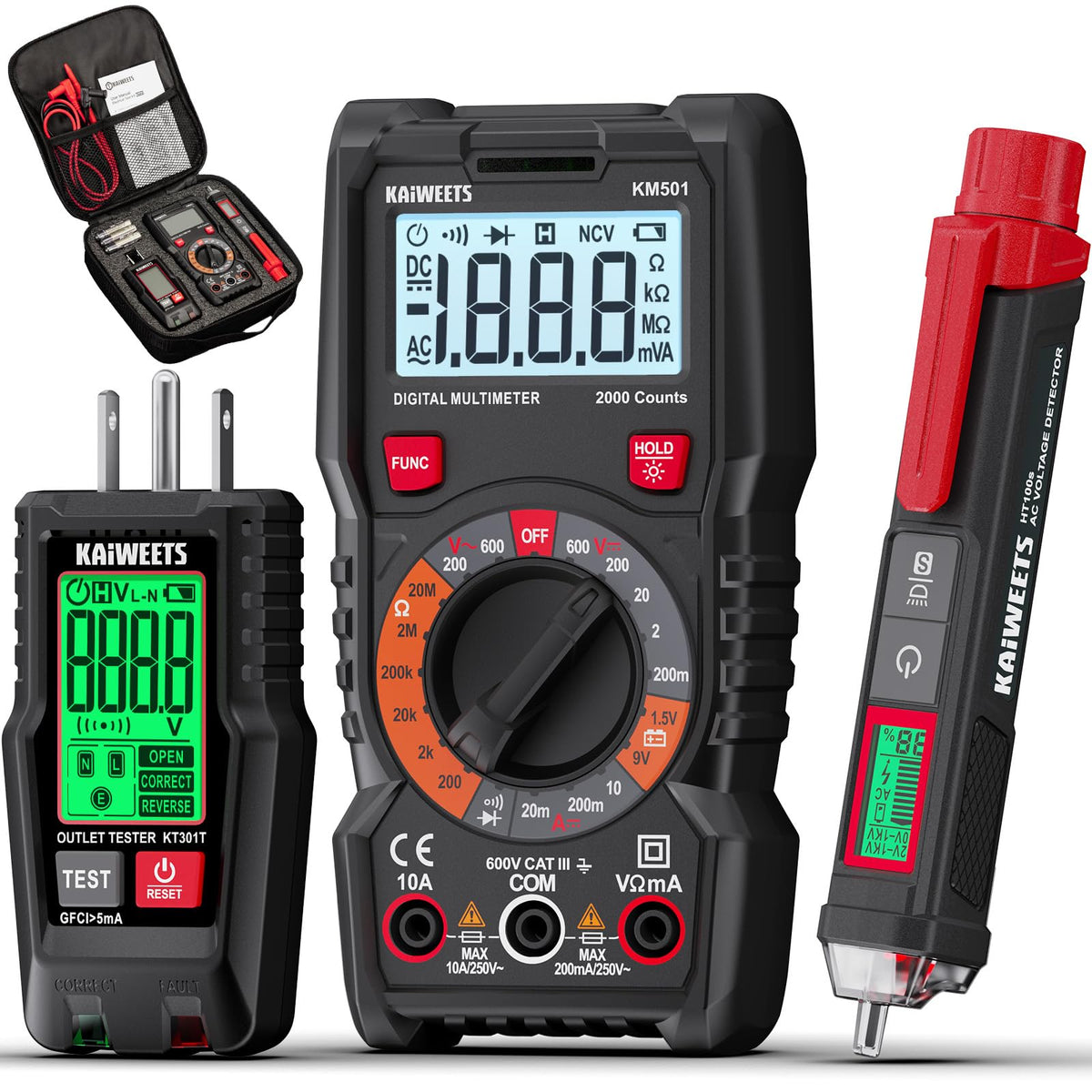 Digital Multimeter Non-Contact Voltage Tester GFCI Outlet Tester Kit Q8189