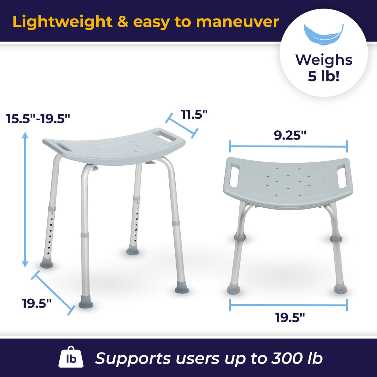 Adjustable Non-Slip Aluminum Shower and Bath Chair N781