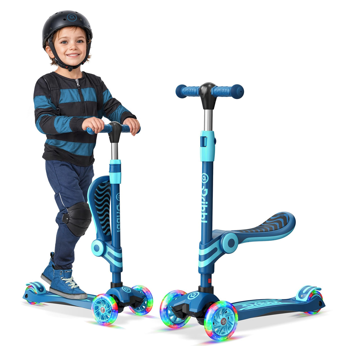 Blue 3 Wheel Scooter with Seat for Kids F3290